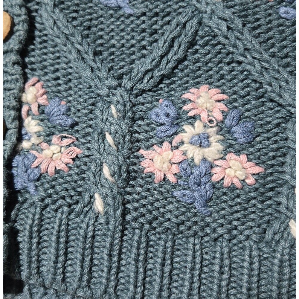 Christopher & Banks Hand Embroidered Knit Sweater Vest Floral Ramie Cotton Small - Picture 5 of 6